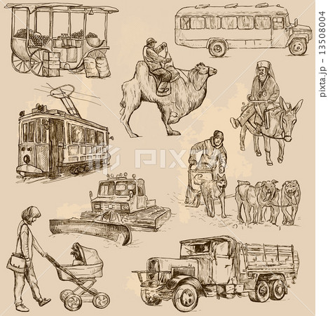 Transportation - An hand drawn vector pack 13508004