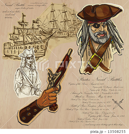 Pirates - Naval Battles - vector illustration 13508255