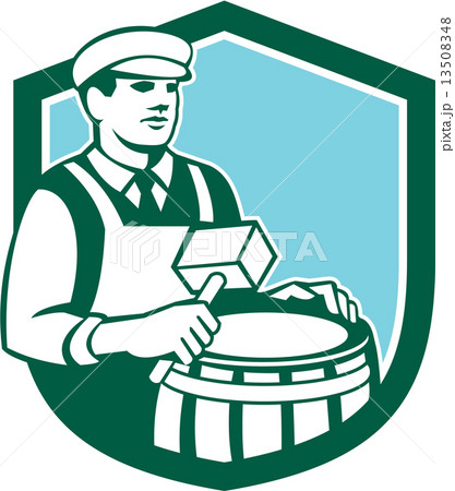 Cooper Barrel Maker Drum Retro Shield Cooper Barrel Maker Drum Retro Shield 13508348