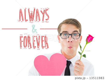 Composite image of romantic geeky hipster 13511983