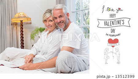 Composite image of portrait of a relaxed happy mature couple wit 13512399
