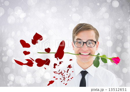 Composite image of romantic geeky hipster 13512651