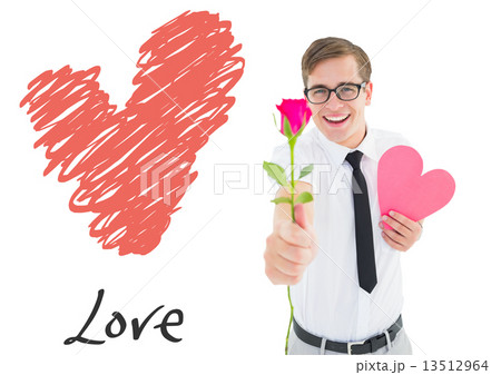 Composite image of romantic geeky hipster 13512964