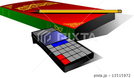 Old book, pencil and  vodern calculator. Vector illustration 13515972