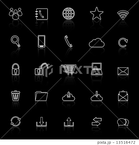 Communication line icons with reflect on black background 13516472