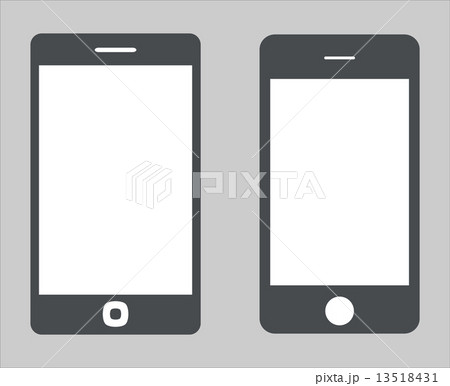 Set 3. Variety of modern black icon silhouette smartphone mobile tablet pc with blank screen isolate 13518431