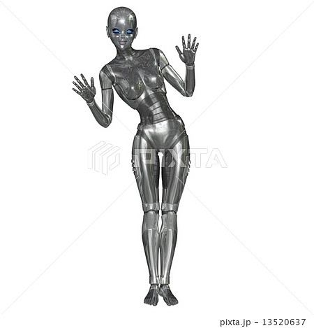 ポーズする 女性型ロボット アンドロイド リアル３dcg 背景透過png イラスト素材 のイラスト素材