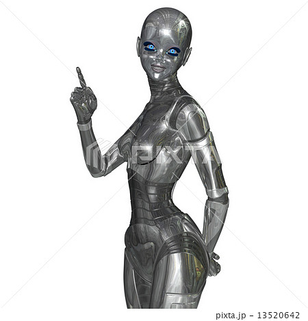 ポーズする 女性型ロボット アンドロイド リアル３dcg 背景透過png イラスト素材 のイラスト素材