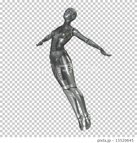 ポーズする 女性型ロボット アンドロイド リアル３dcg 背景透過png イラスト素材 のイラスト素材