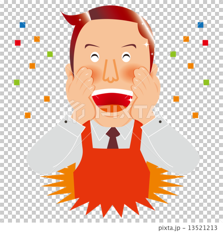 赤いエプロンの男性店員さん01呼びかける 赤いエプロンの男性店員さん01呼びかける 13521213