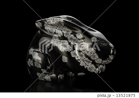 Snowflakes obsidian rabbit figurine 13521875