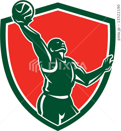 Basketball Player Rebounding Lay-Up Ball Shield 13522190