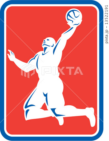 Basketball Player Rebounding Lay-Up Ball Rectangle Basketball Player Rebounding Lay-Up Ball Rectangle 13522191