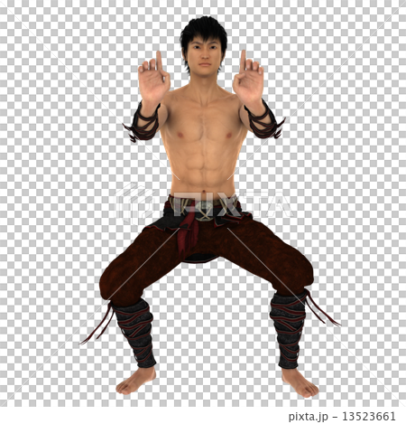 カンフーポーズのイラスト素材