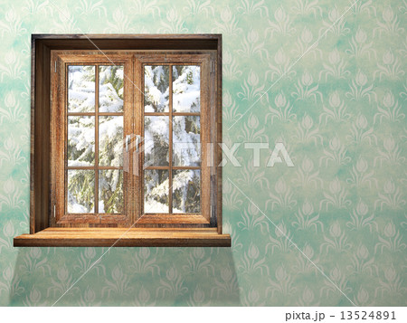 Closed wooden window 13524891