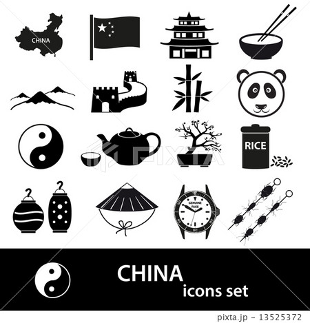 China theme black icons vector set eps10 13525372