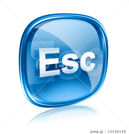 Esc icon blue glass, isolated on white background 13530139
