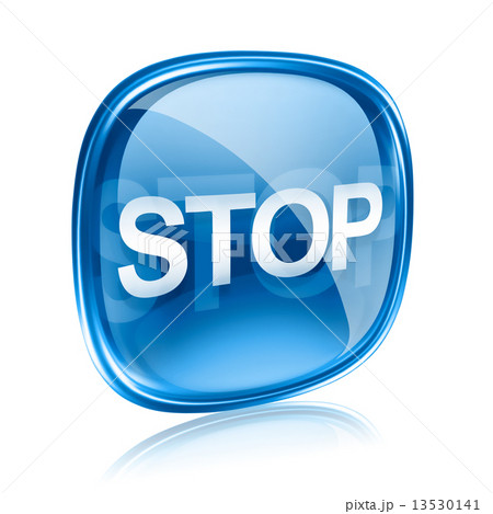 Stop icon blue glass, isolated on white background 13530141