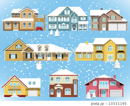 Snow covered city houses 13531195