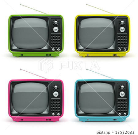 Multicolored retro TV on white background 13532033