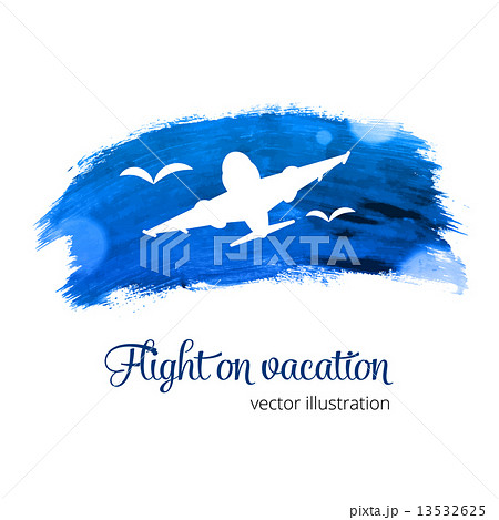 Silhouette plane on the watercolor Silhouette plane on the watercolor 13532625