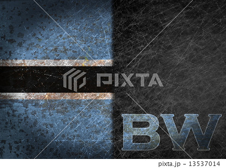 Old rusty metal sign with a flag and country abbreviation 13537014