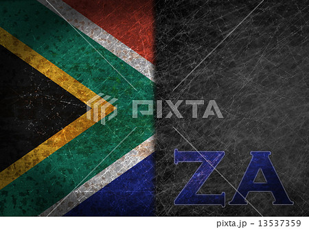 Old rusty metal sign with a flag and country abbreviation 13537359