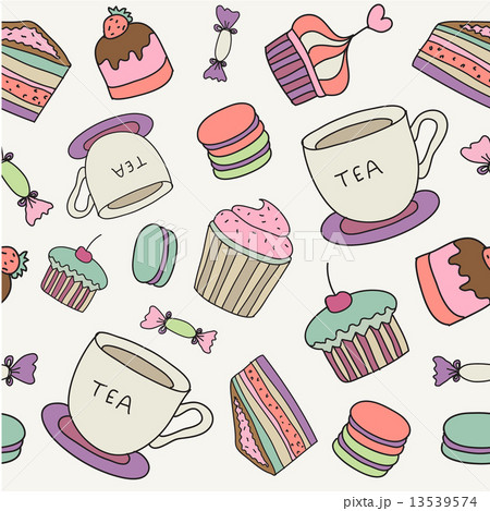 vector hand drawn cakes, sweets, macaroons, tea cup seamless background vector hand drawn cakes, sweets, macaroons, tea cup seamless background 13539574