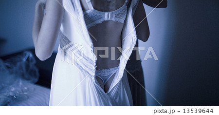 Bride in wedding dressing underwear lingerie 13539644