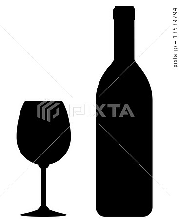 black wine bottle and glass 13539794