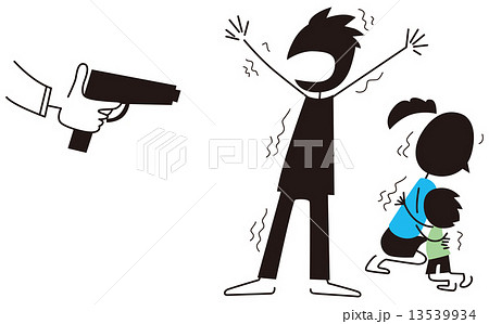 命がけで家族を守る男性のイラスト素材