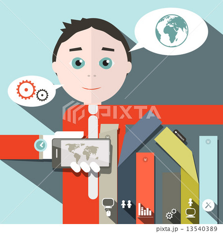 Businessman Vector and Social Media - Infographics Illustration Businessman Vector and Social Media - Infographics Illustration 13540389