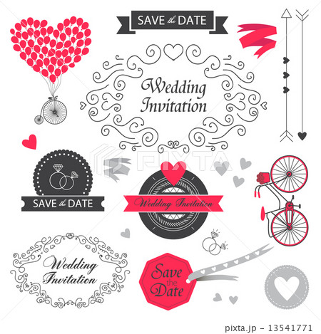 set of vector vintage wedding invitation design elements set of vector vintage wedding invitation design elements 13541771