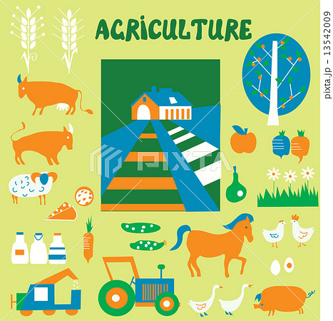 Agriclulture icons and pictures set - hand drawn funny 13542009