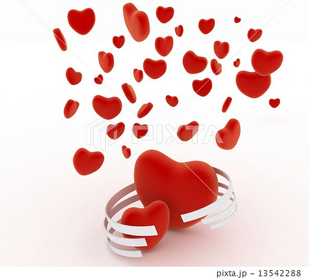 Symbols of valentines day.  Hearts on  white background 13542288