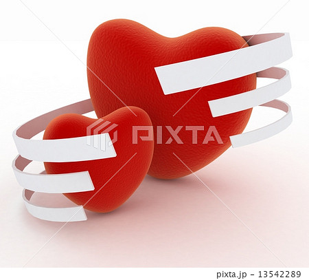 Symbol of valentines day.  Two hearts on  white background 13542289