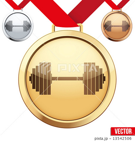 Gold Medal with the symbol of a gym inside 13542506