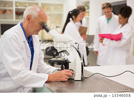 Medical professor working with microscope 13546058