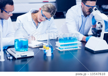 Science students working together in the lab 13547610