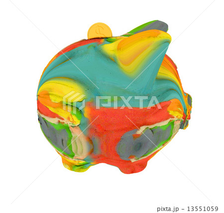 Piggy bank of colorful strokes 13551059