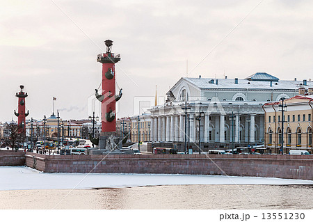Spit of Vasilievsky Island in winter in Saint Petersburg at dawn Spit of Vasilievsky Island in winter in Saint Petersburg at dawn 13551230