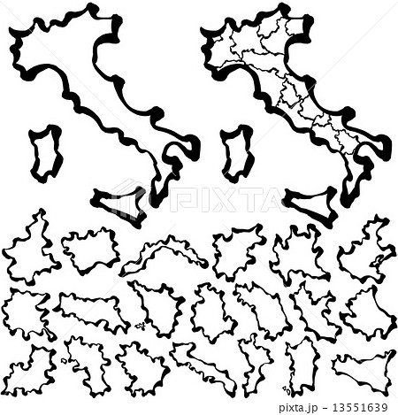 イタリア 地図 毛筆イラストのイラスト素材