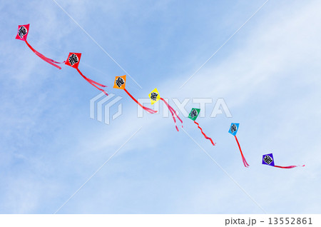 空高く揚がる7連凧 13552861