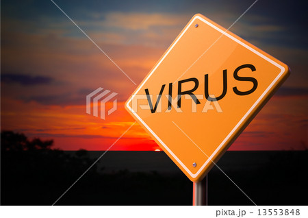 Virus on Warning Road Sign. 13553848