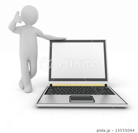 3d human with laptop isolated on white background 3d human with laptop isolated on white background 13555044
