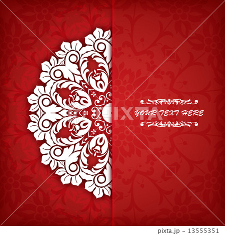 Abstract vector circle floral ornamental border. Lace pattern design. White ornament on blue backgro Abstract vector circle floral ornamental border. Lace pattern design. White ornament on blue backgro 13555351