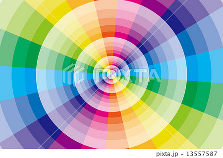 背景 素材 壁紙 虹 虹色 レインボー 七色 放射状 カラフル 放射 円 輪 丸 ワープ 空間 のイラスト素材