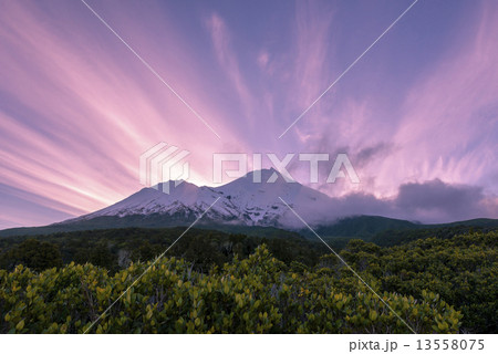 Stunning sunset view of mountain 13558075