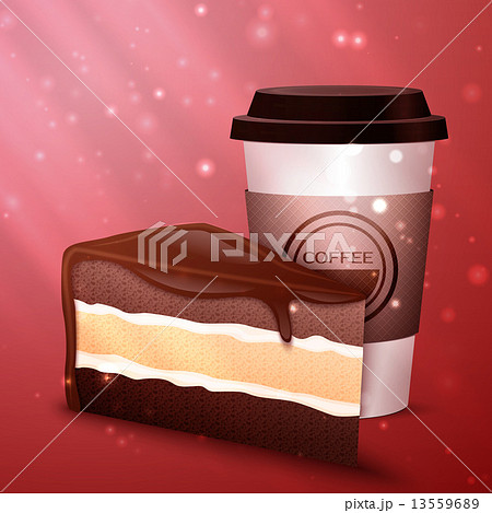 tasty chocolate cake and cup of coffee 13559689