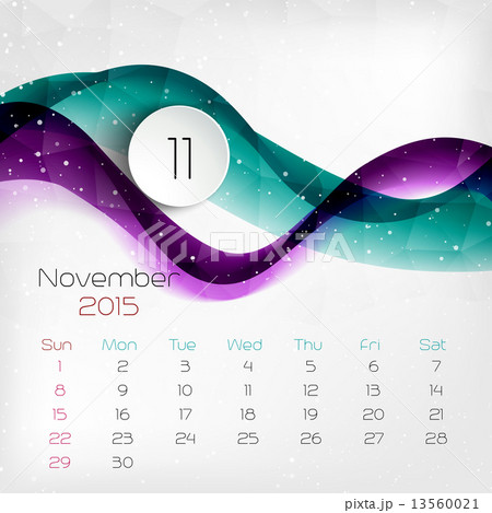 2015  Year Calendar. November. Vector illustration 13560021
